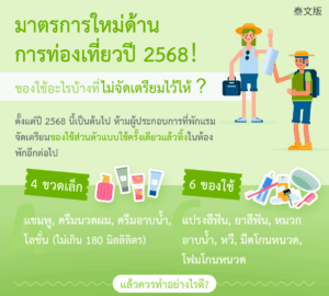 มาตรการใหม่ด้านการท่องเที่ยวปี 2568！ ของใช้อะไรบ้างที่ ไม่จัดเตรียมไว้ให้?