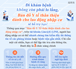 Đi khám bệnhkhông còn phải lo lắng, Bản đồ Y tế thân thiệndành cho lao động nhập cư sẽ hỗ trợ bạn!