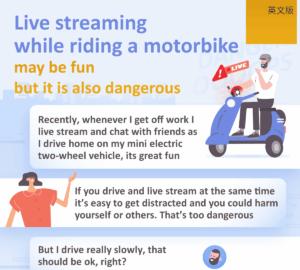 Live streaming while riding a motorbike may be fun but it is also dangerous