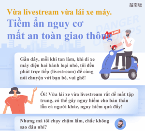 Vừa livestream vừa lái xe máy. Tiềm ẩn nguy cơ mất an toàn giao thông