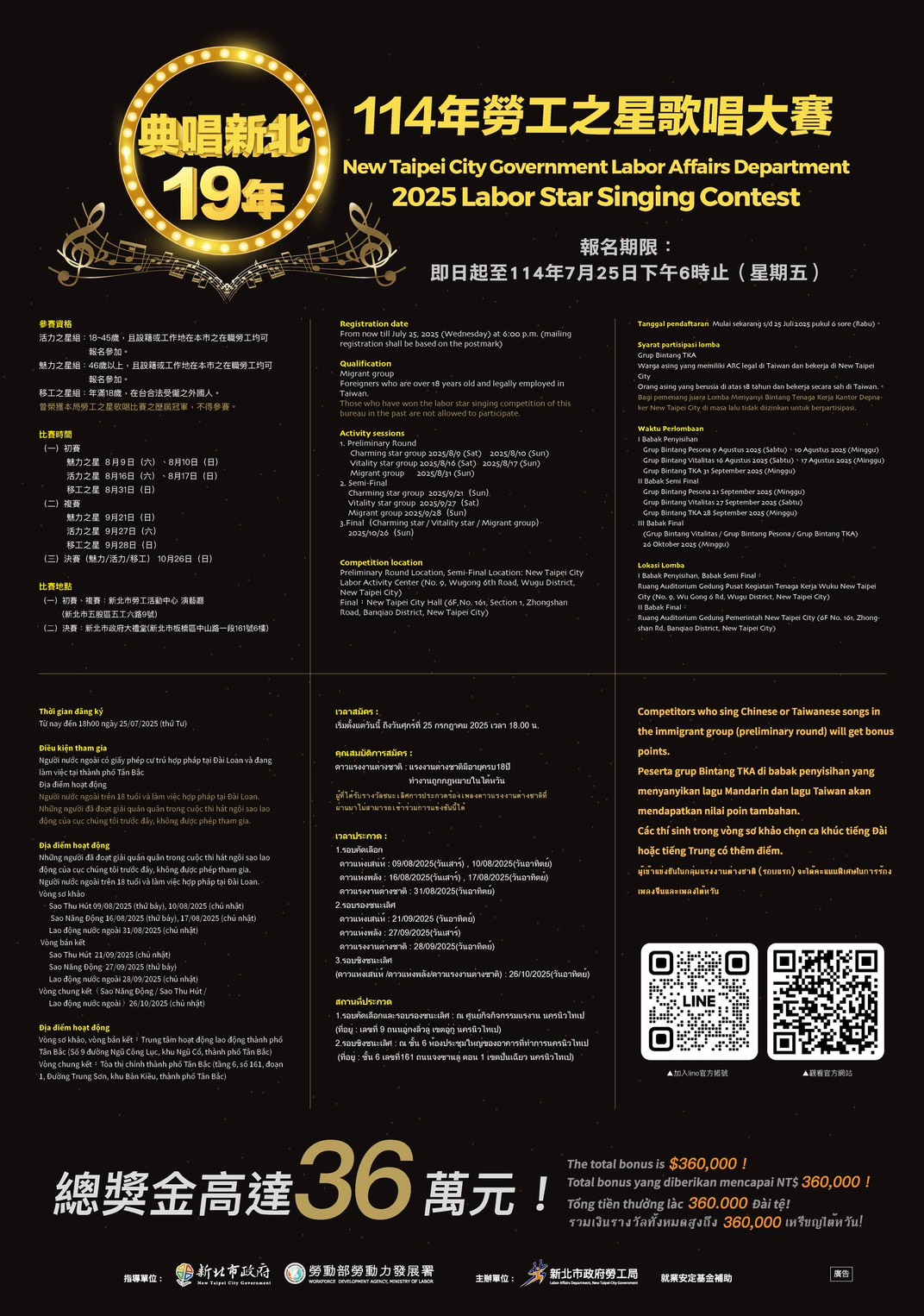 114年第19屆新北「勞工之星」歌唱大賽
