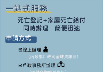 推動一站式服務 同步辦家屬死亡登記與勞保給付　