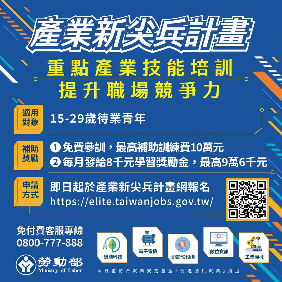 15-29歲青年看過來!產業新尖兵計畫助跨領域學習 勞動部補助最高10萬元訓練費用 - FWA外籍勞工通訊社