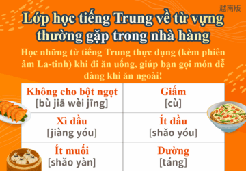 Lớp học tiếng Trung về từ vựng thường gặp trong nhà hàng