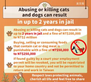 Abusing or killing cats and dogs can result in up to 2 years in jail