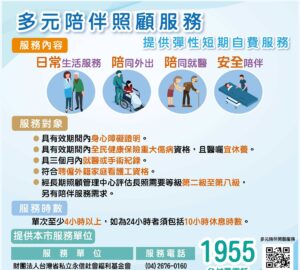 因應臨短急需求 多元陪伴服務上路 台中市3家單位可申請 舒緩照顧壓力
