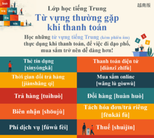 Lớp học tiếng Trung Từ vựng thường gặpkhi thanh toán