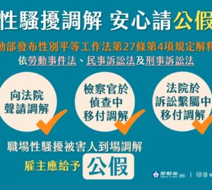 被害人因性騷擾到庭或調解 雇主都應給公假