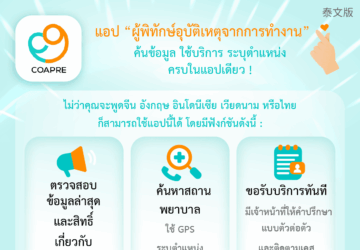 แอป “ผู้พิทักษ์อุบัติเหตุจากการทำงาน” ค้นข้อมูล ใช้บริการ ระบุตำแหน่งครบในแอปเดียว !