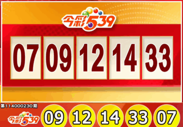 Taiwan Lottery: Jin Cai 539 Results for 09/24