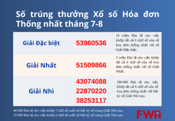 Công bố số trúng thưởng Xổ số Hóa đơn Thống nhất Đài Loan tháng 7-8