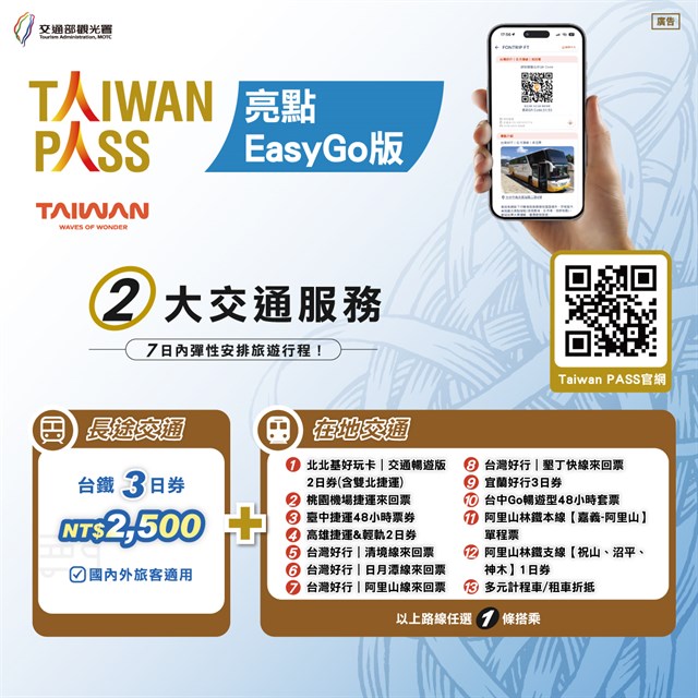 9月起Taiwan PASS納入台中GO 中捷改採QR Code進站。圖/觀光署
