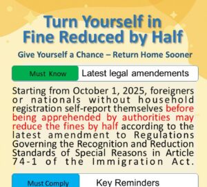 New Management System for Foreign Nationals Launches Oct. 1st: Fines Can Be Halved for Overstayers Who Voluntarily Turn Themselves In