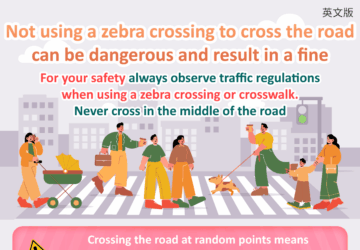 Not using a zebra crossing to cross the road can be dangerous and result in a fine