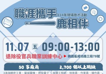 就業媒合|2025「職涯攜手 一鹿相伴」桃園就業中心聯合徵才活動(11/7)