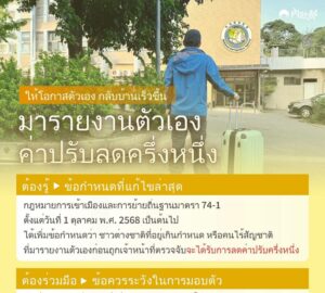 ข้อบังคับใหม่ลดค่าปรับครึ่งหนึ่งมีผลบังคับใช้แล้ว: กระทรวงมหาดไทยเรียกร้องให้ชาวต่างชาติที่อยู่เกินกำหนดเข้ารายงานตัวโดยสมัครใจ. photo/NIA