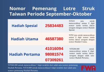 Nomor Pemenang Lotre Struk Taiwan Periode September-Oktober Diumumkan