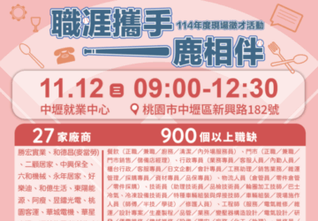 就業媒合｜2025「職涯攜手 一鹿相伴」中壢就業中心在地徵才活動(11/12)