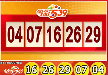 Taiwan Lottery: lottery539 Results for 11/17