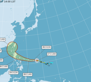 ไต้ฝุ่น "ฟ็องวอง" เปลี่ยนทิศทางมุ่งหน้าทิศเหนือ คาดจะเข้าใกล้ไต้หวันที่สุดในวันพุธหน้า. photo/CWA