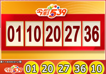 Taiwan Lottery: lottery539 Results for 12/27