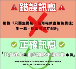 網傳「生兩胎婚育宅免費住」 內政部澄清:仍需付社宅租金 不可同時申請租補。圖/國土署