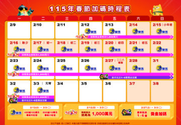 ยอดเงินรางวัลโบนัสตรุษจีนของลอตเตอรี่ไต้หวันพุ่งสูงสุดเป็นประวัติการณ์ 1.2 พันล้านดอลลาร์ไต้หวัน; หวย 539 ชูรางวัลแจ็กพอต 10 ล้านดอลลาร์ไต้หวัน. photo/Taiwan Lottery