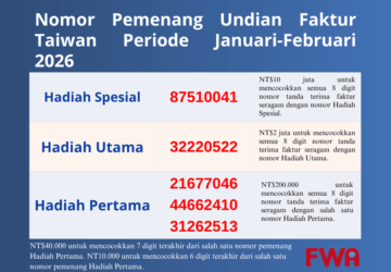 Nomor Pemenang Lotre Struk Taiwan Periode Januari-Februari 2026 Diumumkan