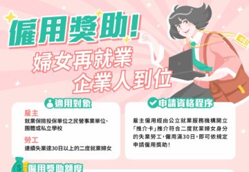 推動二度就業婦女再就業 獎助雇主最高13.2萬元