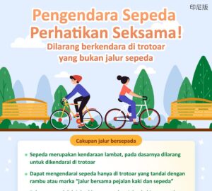Pengendara Sepeda Perhatikan Seksama! Dilarang berkendara di trotoar yang bukan jalur sepeda