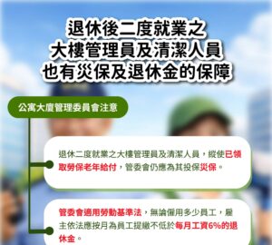 管委會自僱管理員或清潔人員 勞動部提醒應投保
