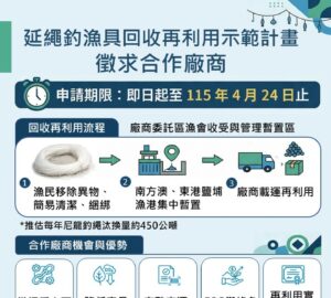 漁業署推延繩釣漁具循環利用 受理申請