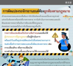 การดัดแปลงรถจักรยานยนต์ต้องถูกต้องตามกฎหมาย