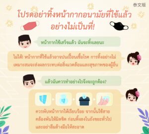 โปรดอย่าทิ้งหน้ากากอนามัยที่ใช้แล้วอย่างไม่เป็นที่!
