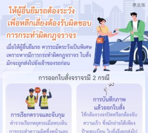 ให้ผู้อื่นยืมรถต้องระวังเพื่อหลีกเลี่ยงต้องรับผิดชอบการกระทำผิดกฎจราจร