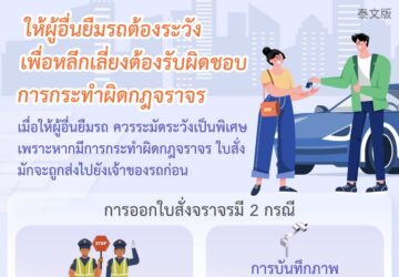 ให้ผู้อื่นยืมรถต้องระวังเพื่อหลีกเลี่ยงต้องรับผิดชอบการกระทำผิดกฎจราจร