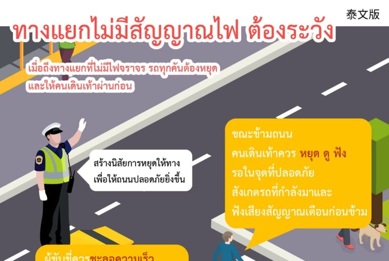 ทางแยกไม่มีสัญญาณไฟ ต้องระวัง