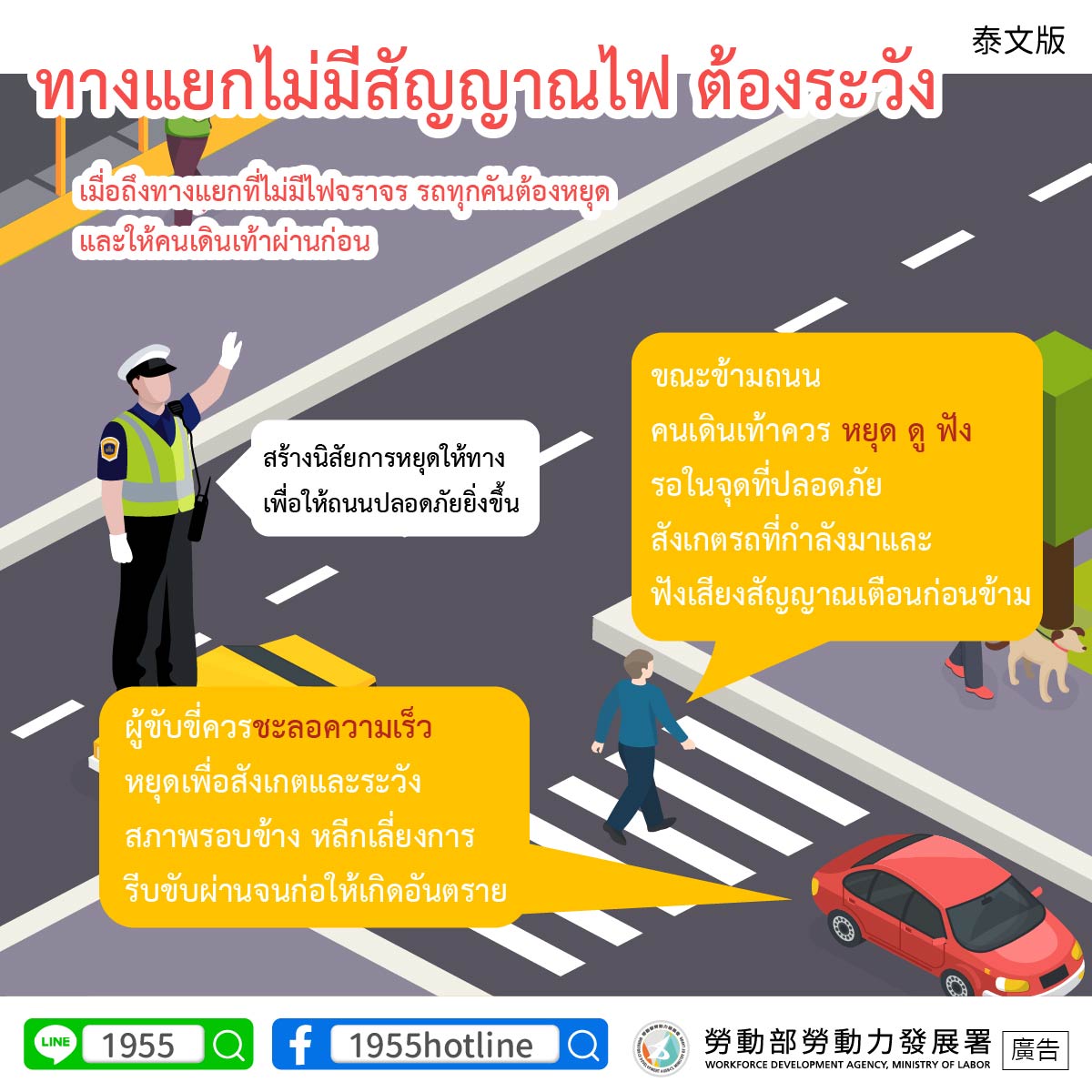 ทางแยกไม่มีสัญญาณไฟ ต้องระวัง