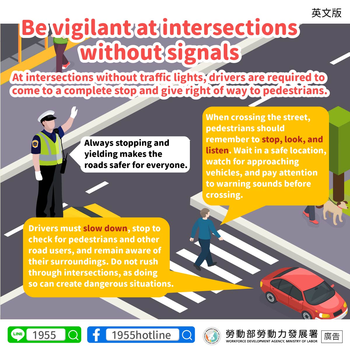 Be vigilant at intersections without signals