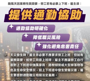 強颱巴威逼近 停班停課勞工可不出勤雇主要求勞工上班 勞動部:須提供通勤協助