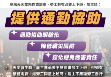 強颱巴威逼近 停班停課勞工可不出勤雇主要求勞工上班 勞動部:須提供通勤協助