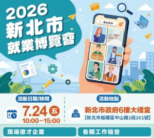 就業媒合|2026新北市就業博覽會(7/24 板橋)。圖/[新北市政府