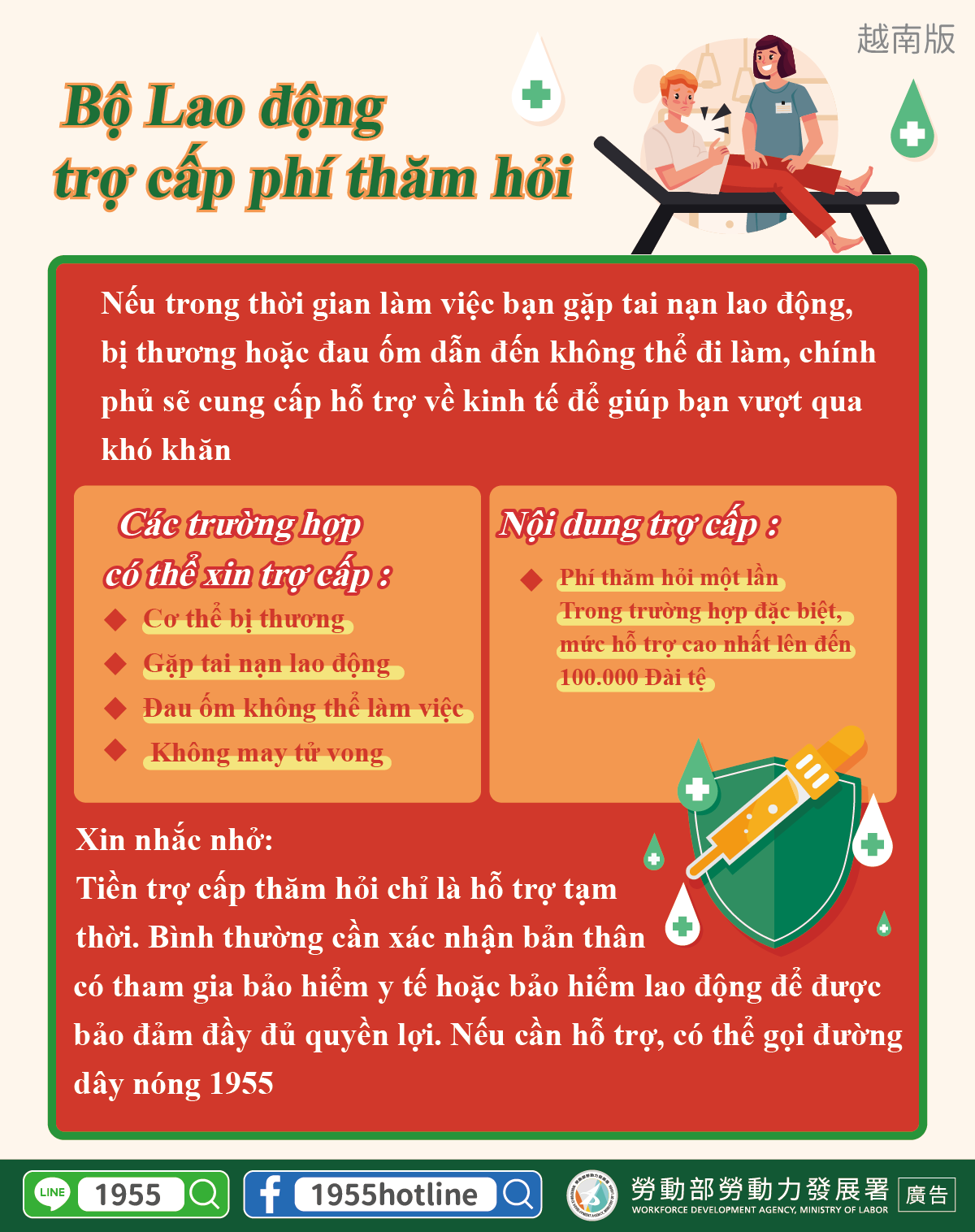 Bộ Lao động trợ cấp phí thăm hỏi
