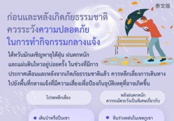 ก่อนและหลังเกิดภัยธรรมชาติ ควรระวังความปลอดภัยในการทำกิจกรรมกลางแจ้ง