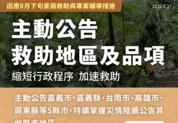 豪雨災損 農業部啟動救助輔導措施