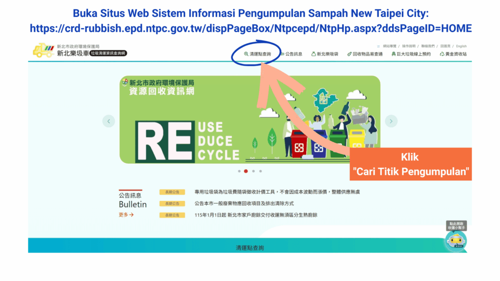 Kunjungi Jaringan Informasi Pengumpulan Sampah Kota New Taipei
