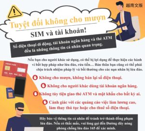 Tuyệt đối không cho mượn SIM và tài khoản!