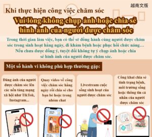 Khi thực hiện công việc chăm sóc Vui lòng không chụp ảnh hoặc chia sẻ hình ảnh của người được chăm sóc