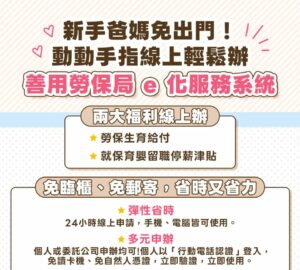 生育給付加補助 10萬元 可透過線上申請