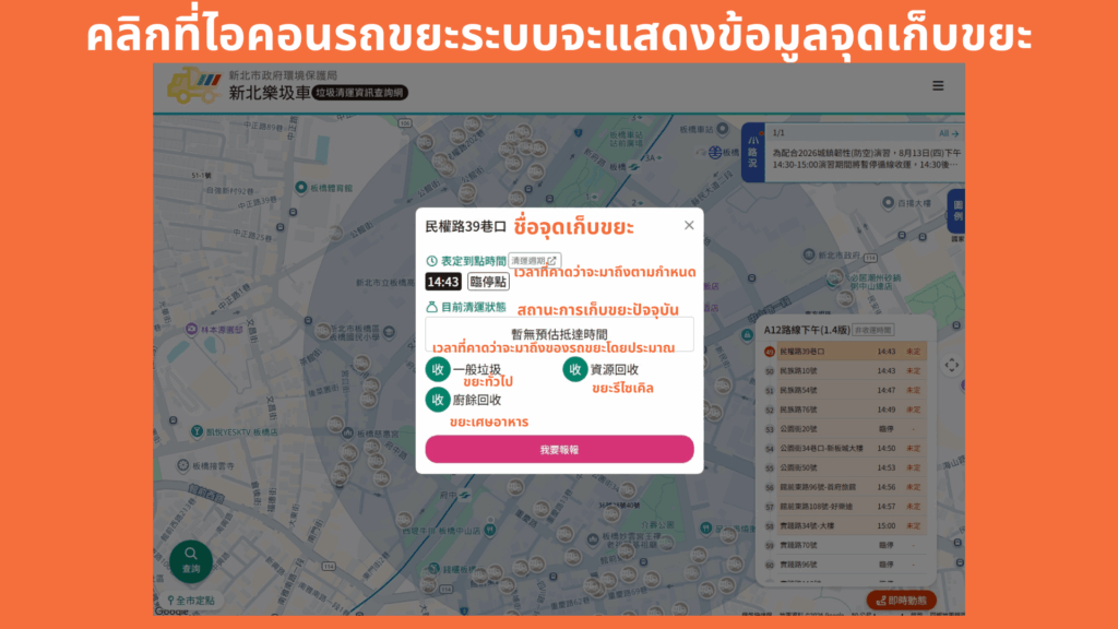 ตรวจสอบรายละเอียดของจุดเก็บขยะ